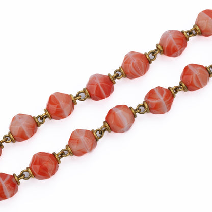 Traditional Orange Rosary Beads in Silver Gilt