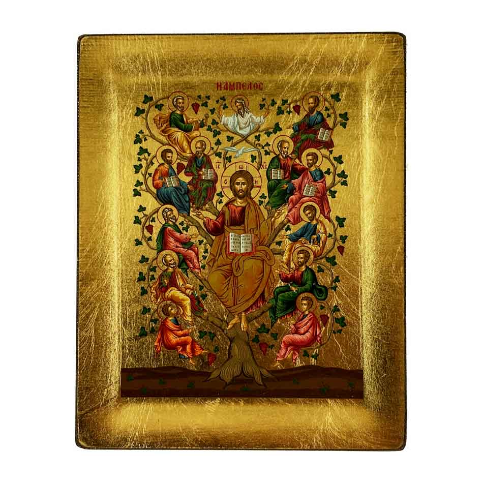 Wooden Icon with Golden Frame of the Tree of life