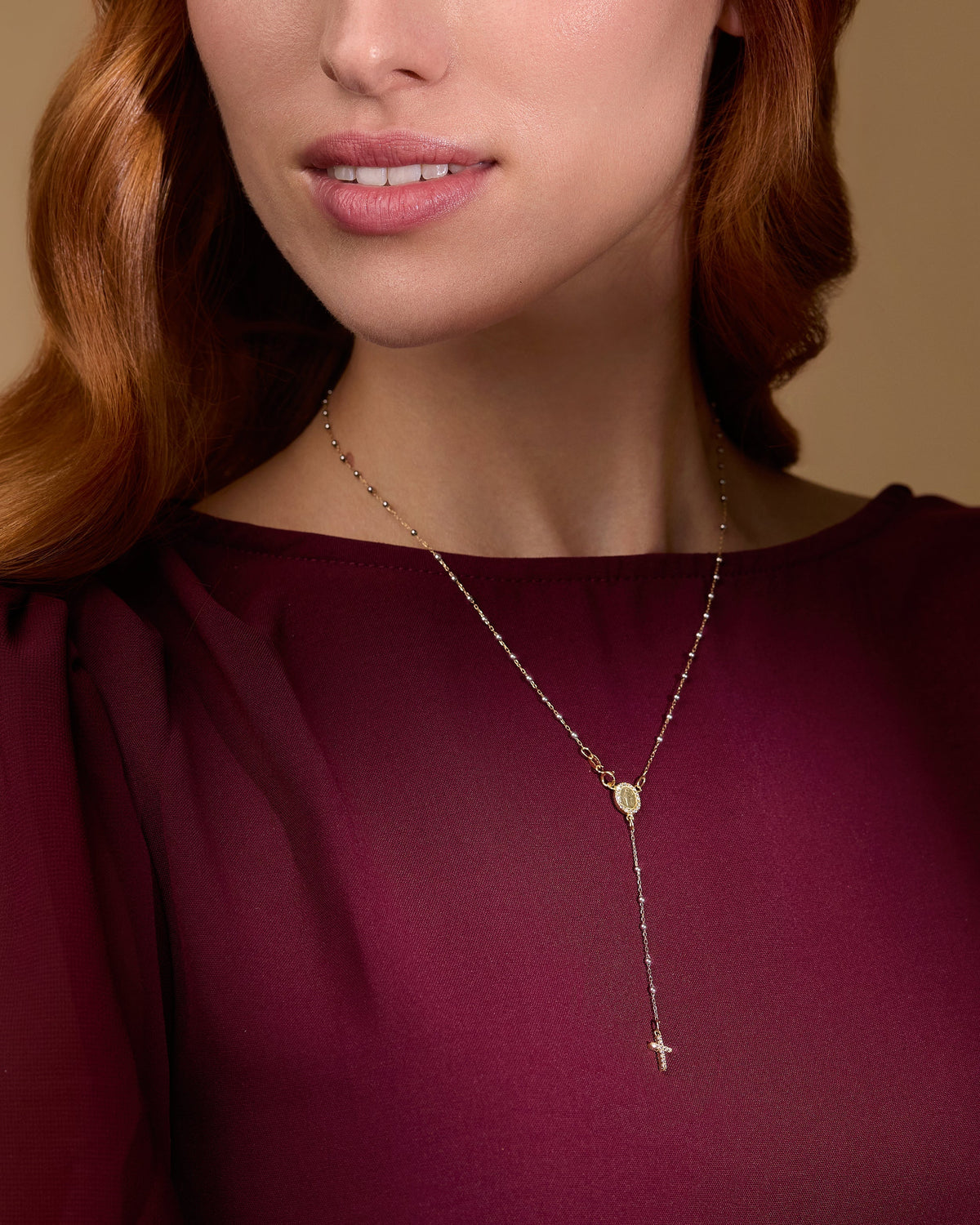 Two Tone Gold Rosary Beads