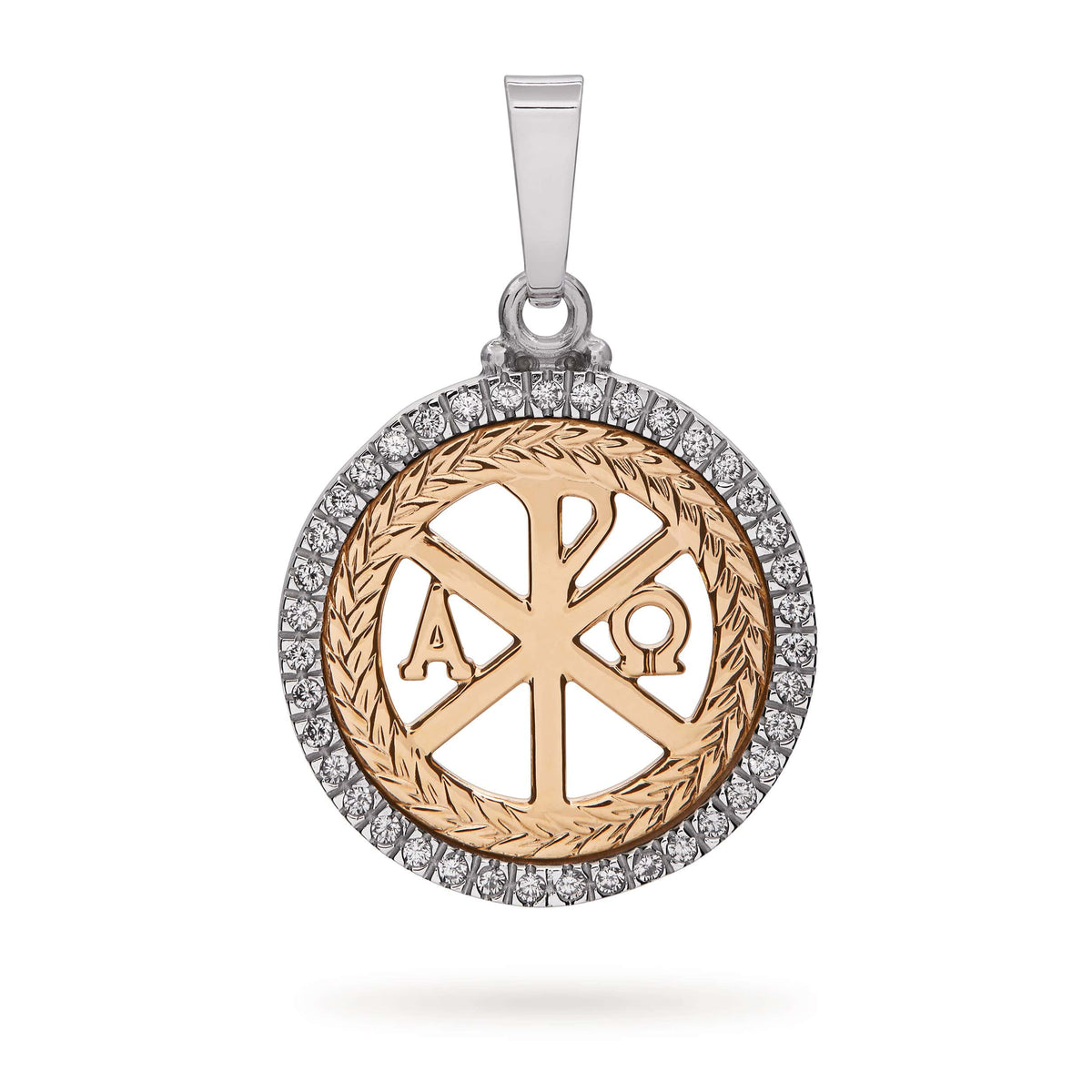 Two Tone Sterling Silver Peace Cross Medal