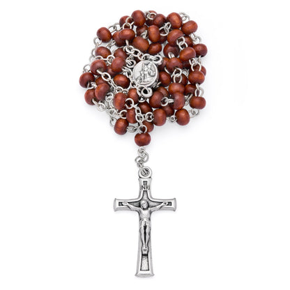 Olive Wood Guardian Angel Rosary Case With Wood Rosary