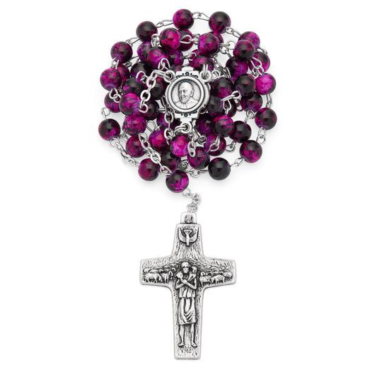 Variegated Glass Rosary with Good Shepherd Cross