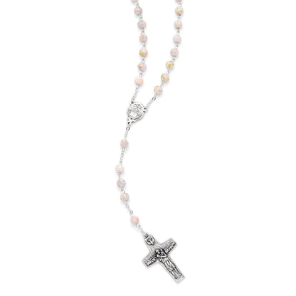 Variegated glass rosary with Pope Francis
