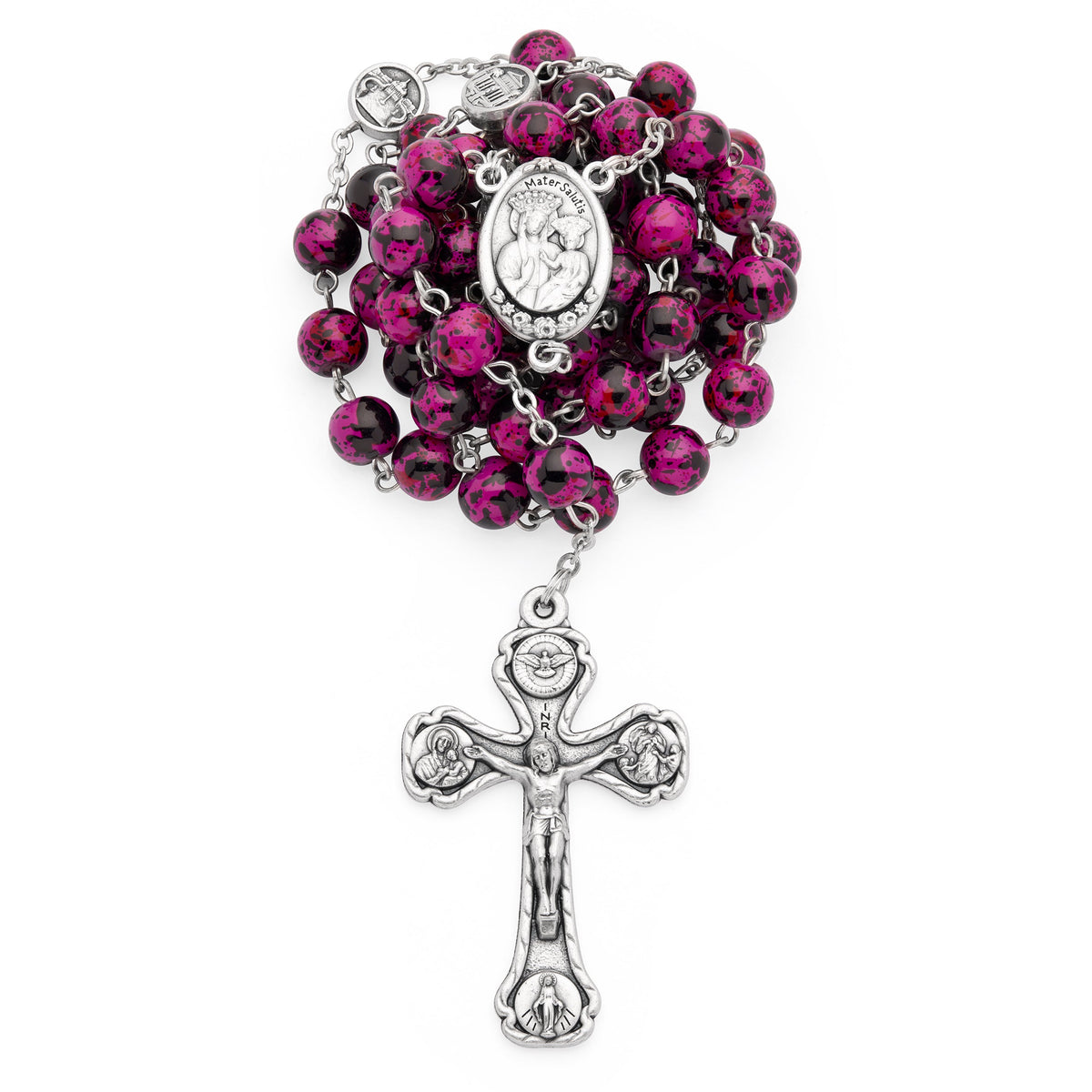 Our Lady of Good Health Rosary with Purple Variegated Beads and the Four Roman Basilicas