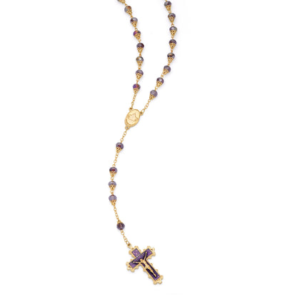 Virgin Mary and Child Rosary with Purple Balloon-shape Crystal Beads