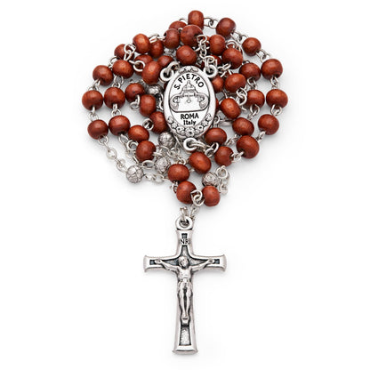 Olive Wood Virgin Mary With Baby Jesus Rosary Case With Wood Rosary