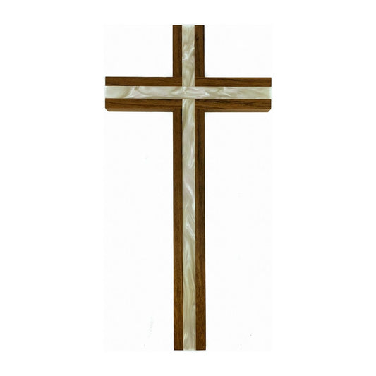 Walnut Wood Cross Inlaid with Mother-of-pearl