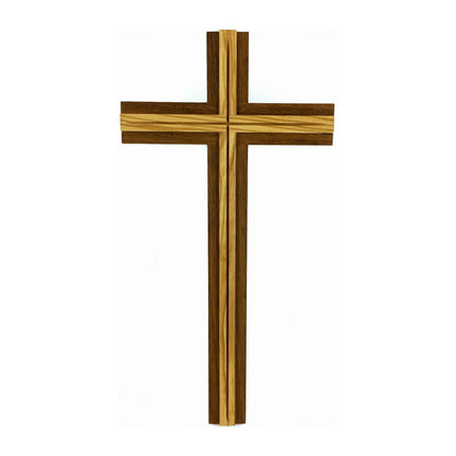 Walnut Wood Cross with Inlays