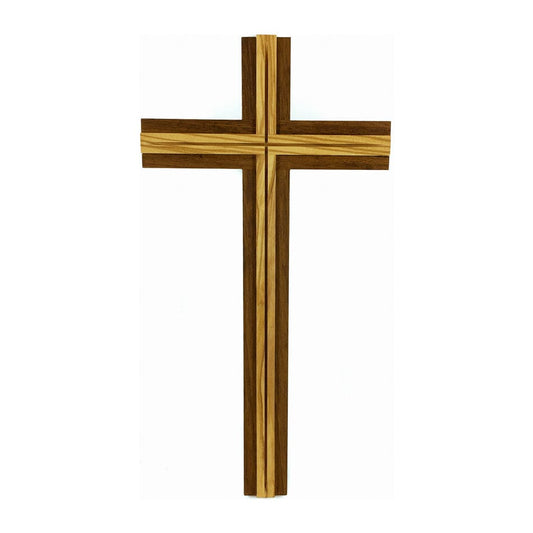 Walnut Wood Cross with Inlays