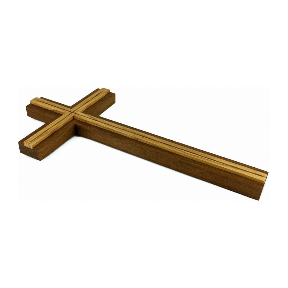 Walnut Wood Cross with Inlays