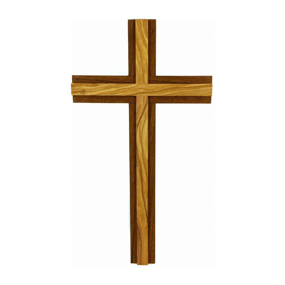 Walnut Wood Cross with Light Inlay