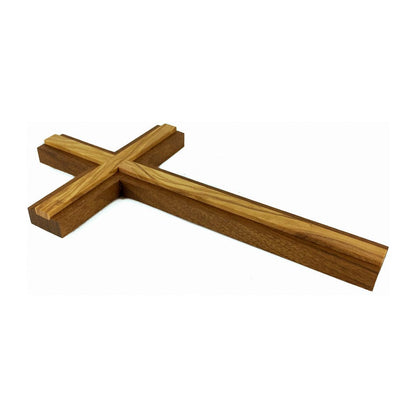Walnut Wood Cross with Light Inlay