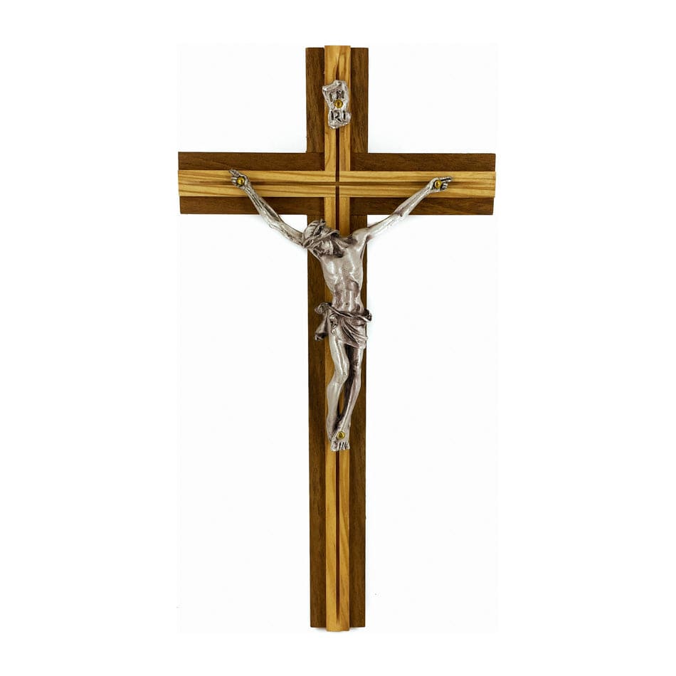 Walnut Wood Crucifix with Inlays