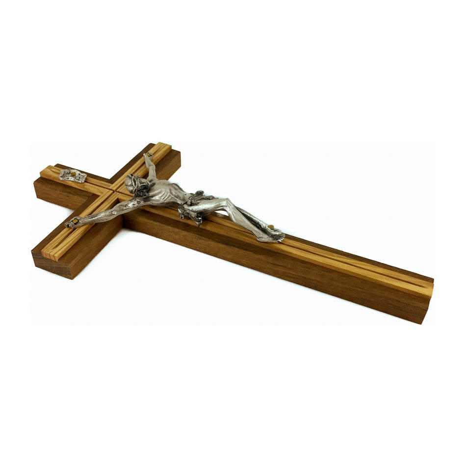 Walnut Wood Crucifix with Inlays