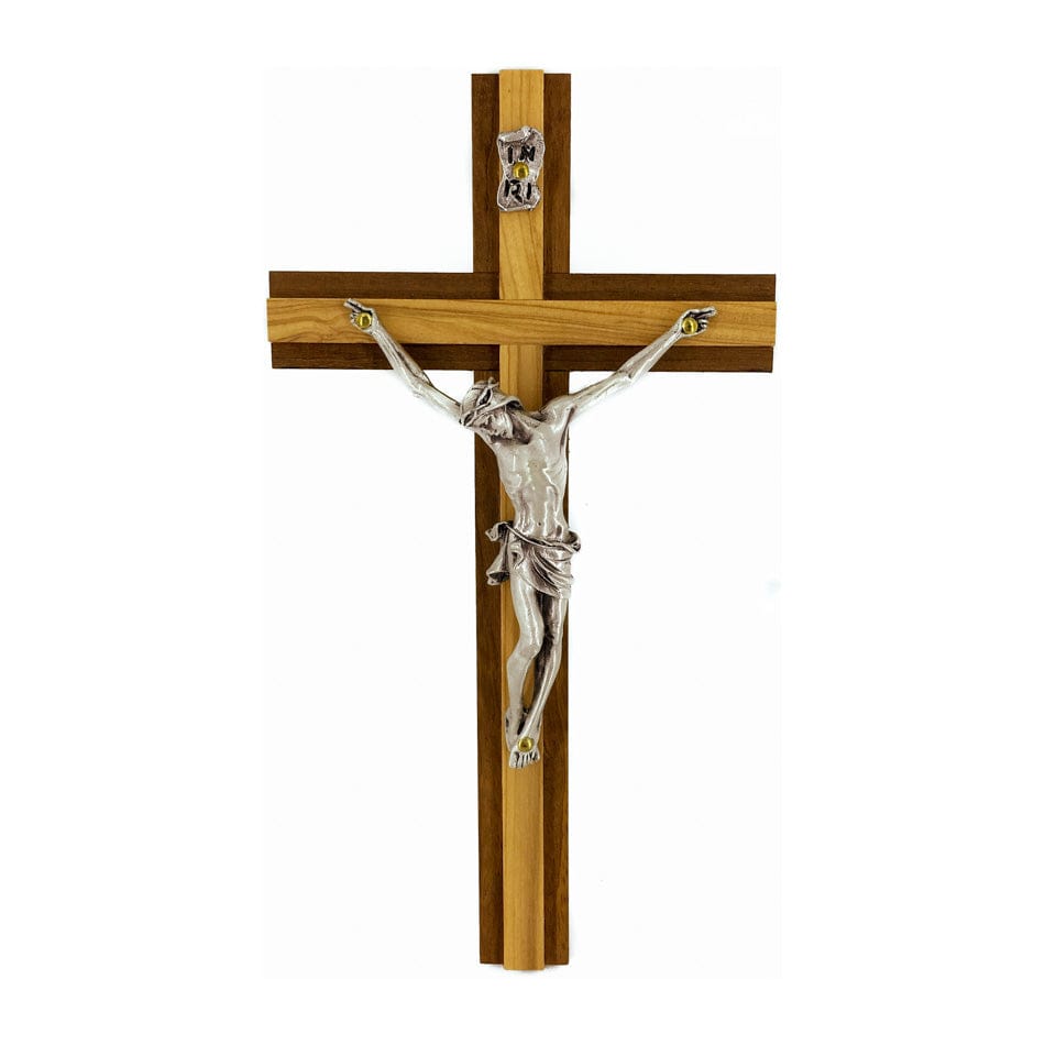 Walnut Wood Crucifix with Light Inlay