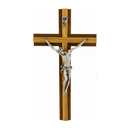 Walnut Wood Crucifix with Light Inlay