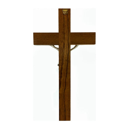 Walnut Wood Crucifix with Light Inlay