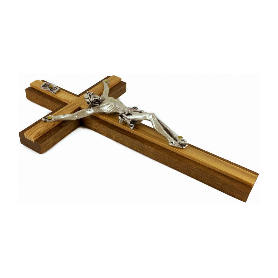 Walnut Wood Crucifix with Light Inlay