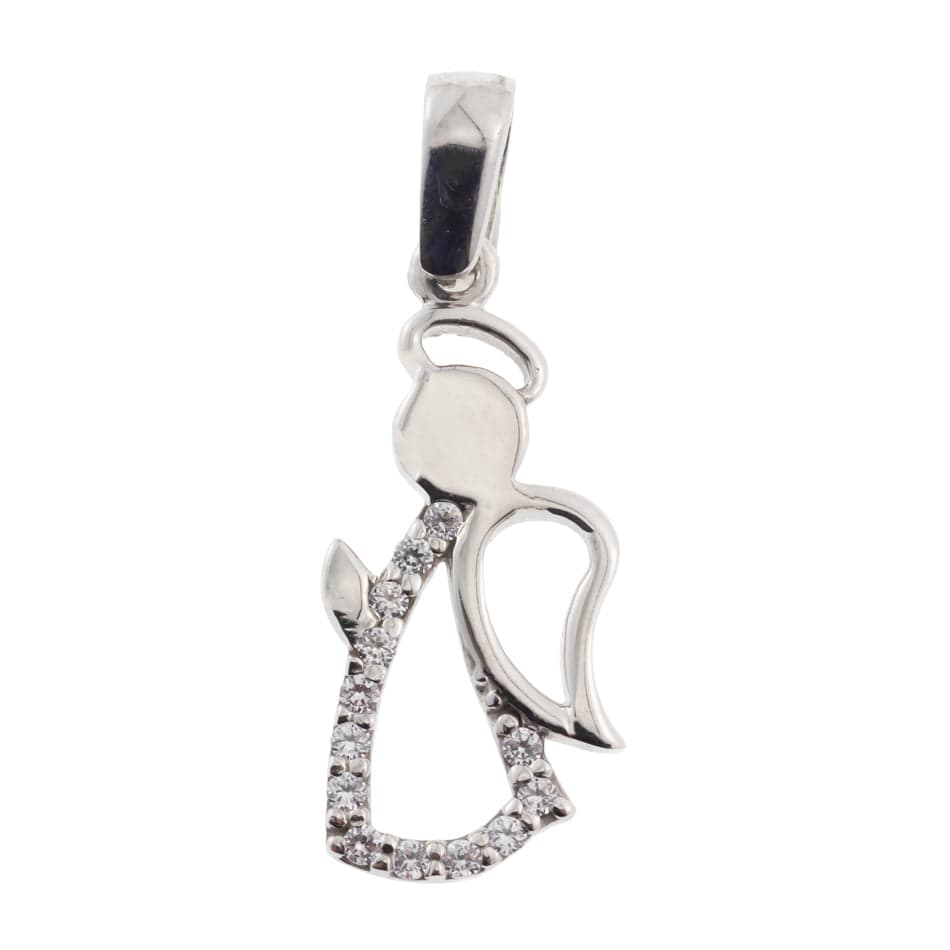 White gold angel with zircons