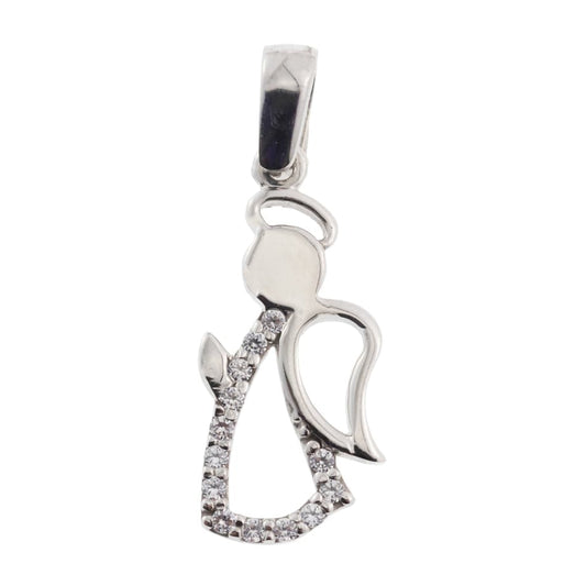 White gold angel with zircons