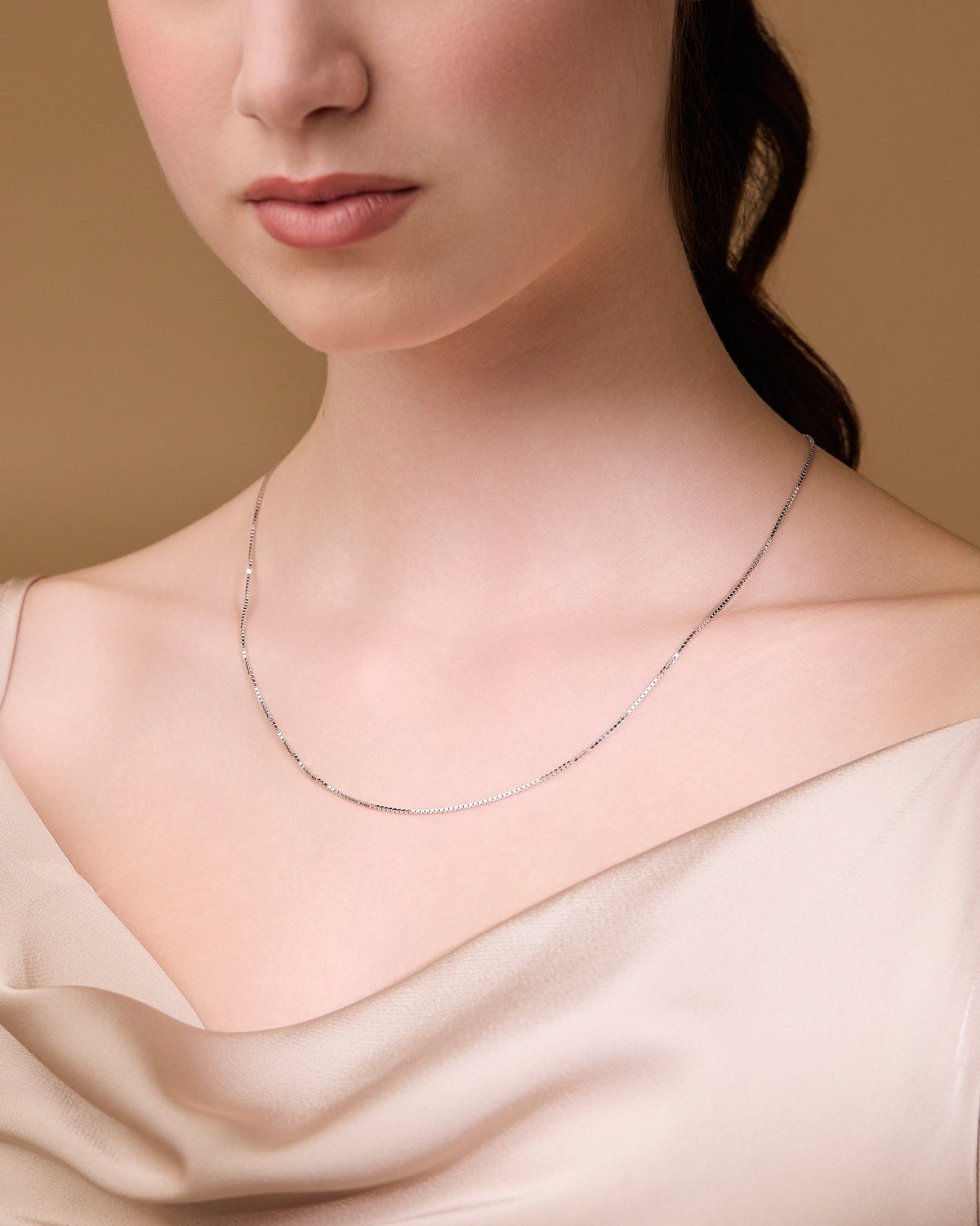 White Gold Box Chain Necklace