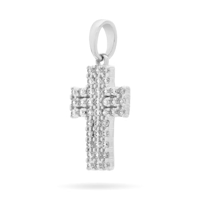 White Gold Cross Pendant Covered With Cubic Zirconia