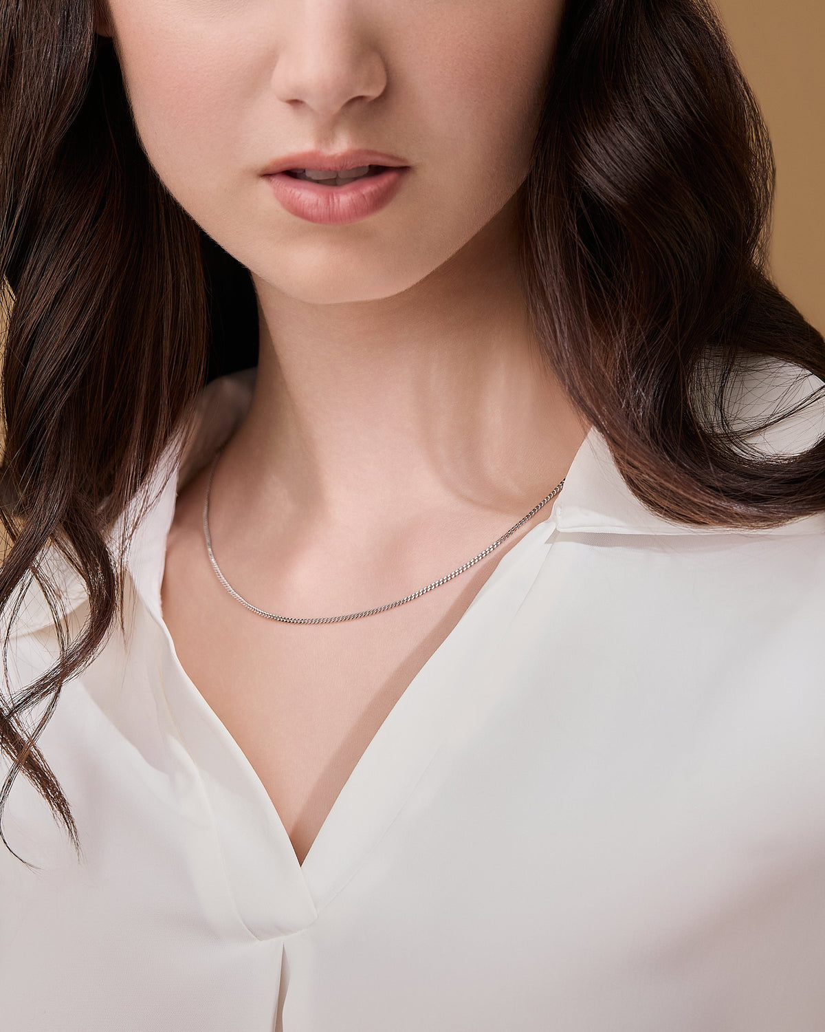 White Gold Curb Chain Necklace