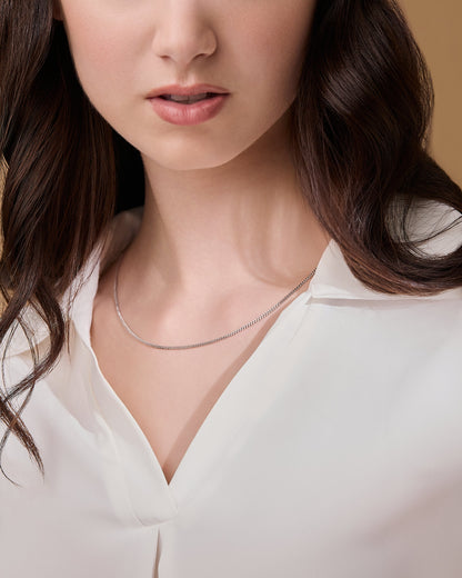 White Gold Curb Chain Necklace