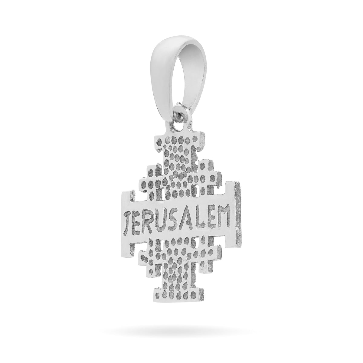 White Gold Dotted Jerusalem Cross Pendant