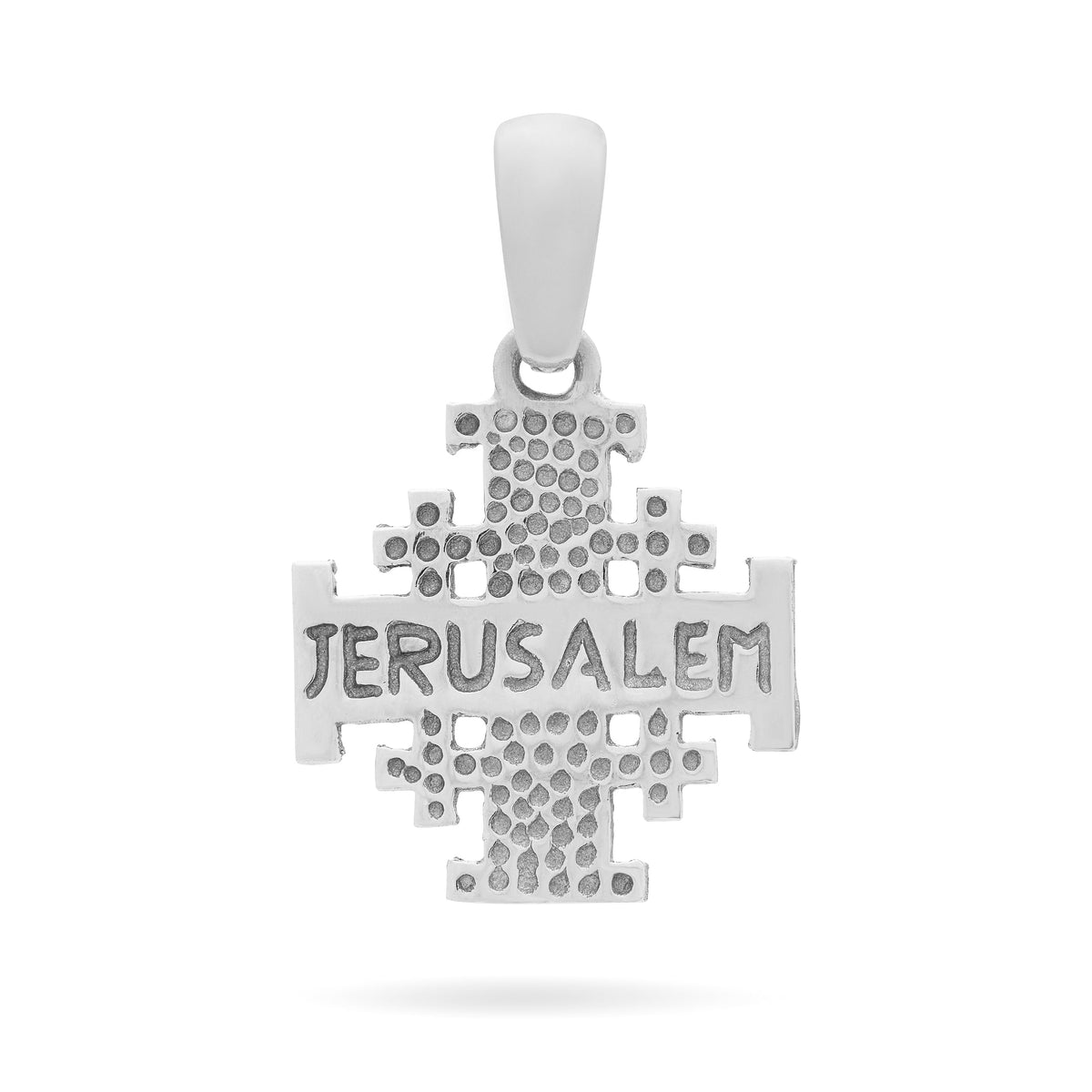 White Gold Dotted Jerusalem Cross Pendant