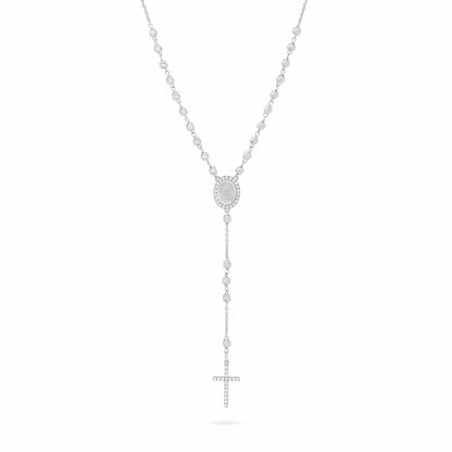 White Gold Faceted Beads Rosary