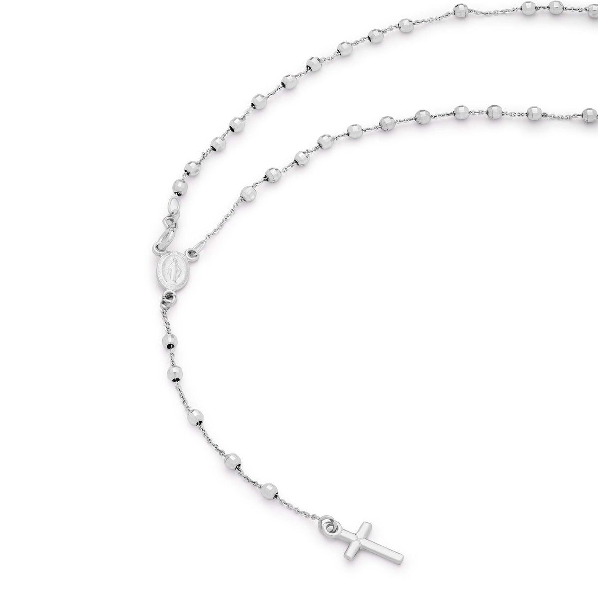 White Gold Faceted Rosary Beads
