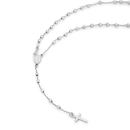 White Gold Faceted Rosary Beads