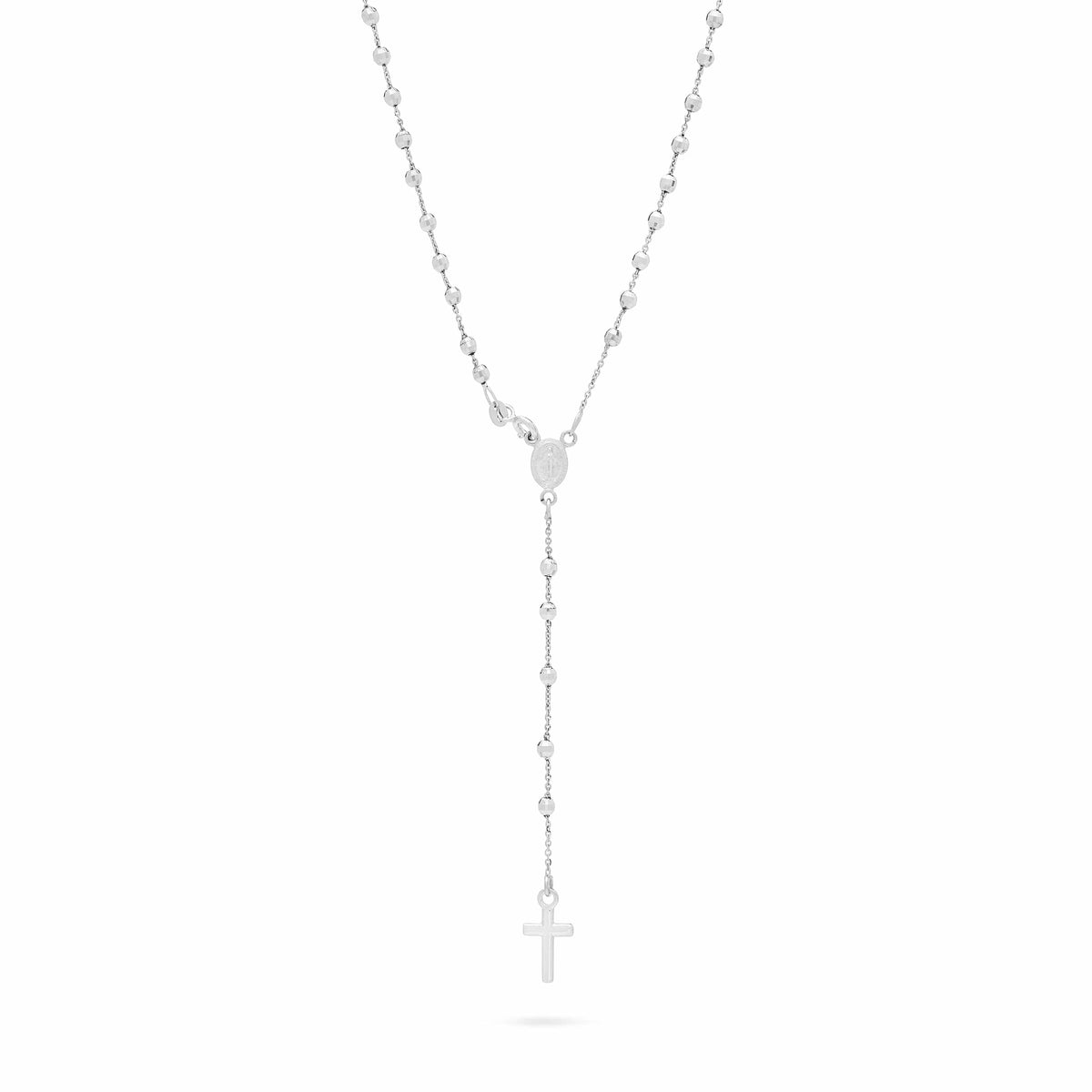 White Gold Faceted Rosary Beads