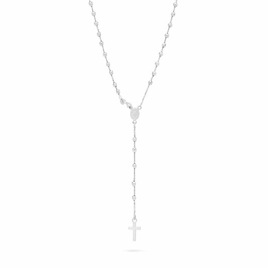 White Gold Faceted Rosary Beads