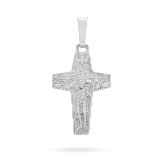 White Gold Good Shepherd Cross Pendant