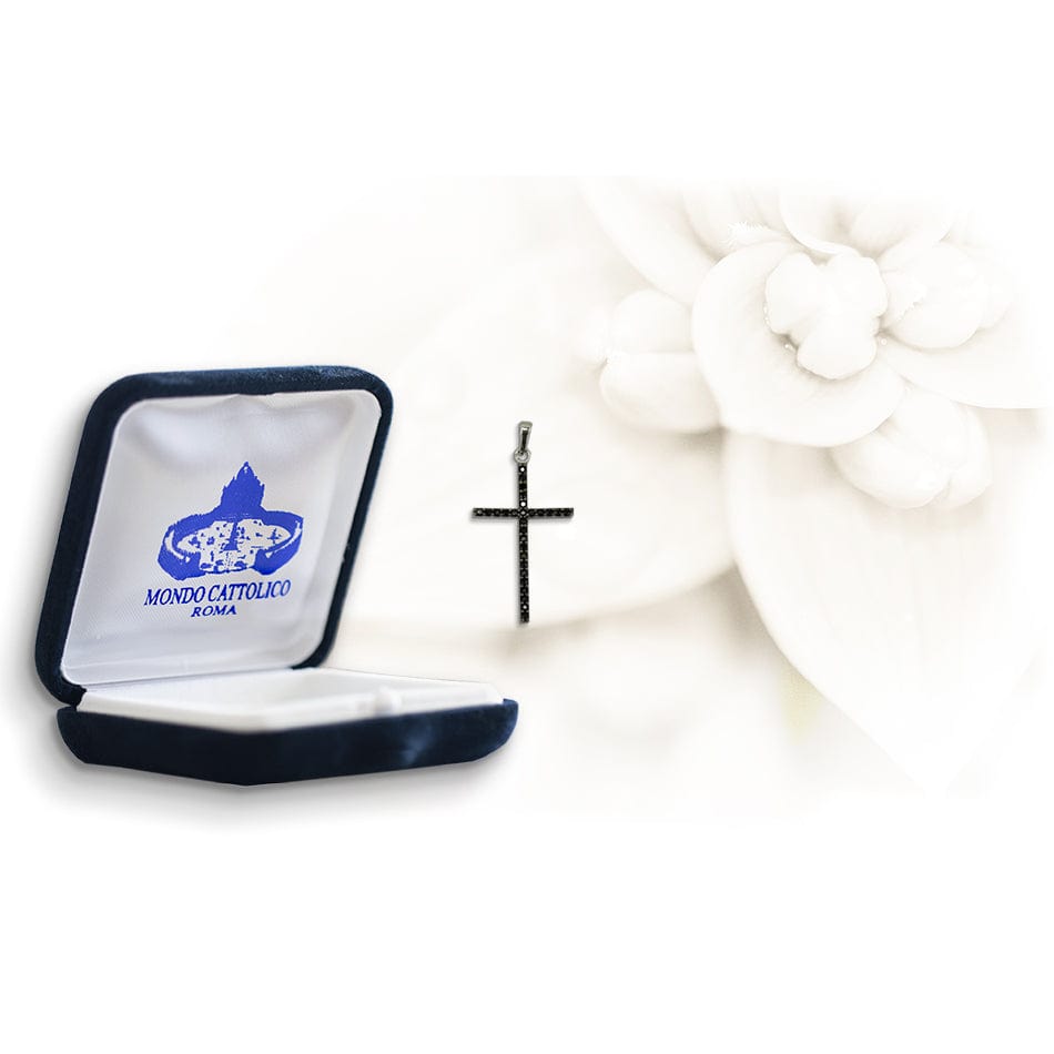 White Gold Latin Zircon Cross