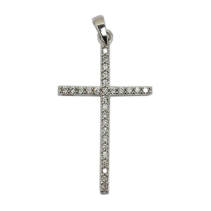 White Gold Latin Zircon Cross
