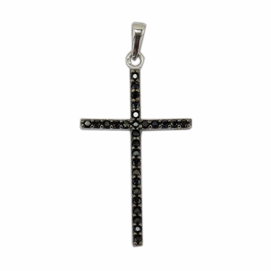 White Gold Latin Zircon Cross