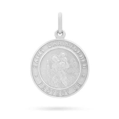 White Gold Medal of St. Christopher with Inscription