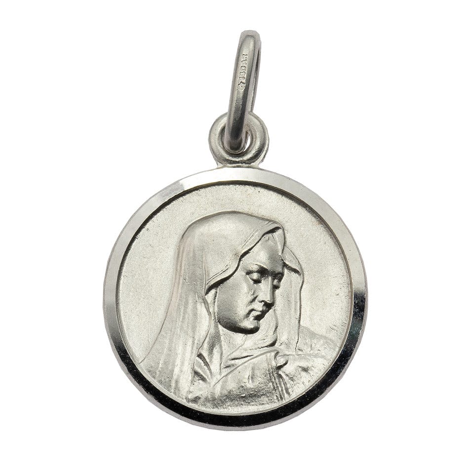White Gold Medal Our Lady Of Sorrows