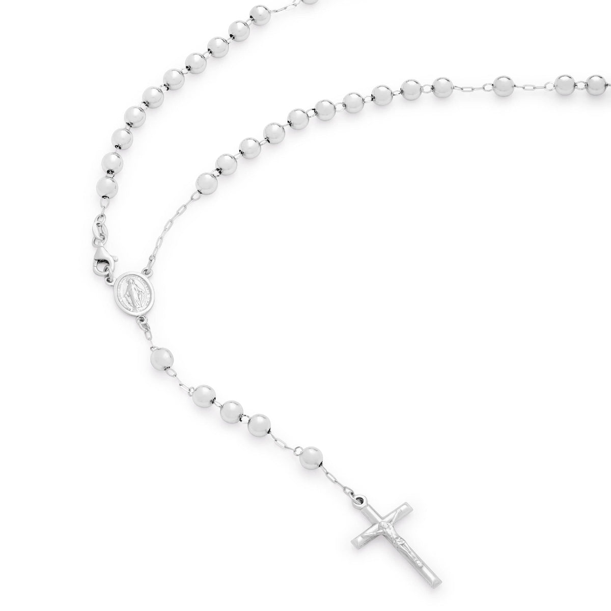 White Gold Miraculous Mary Rosary