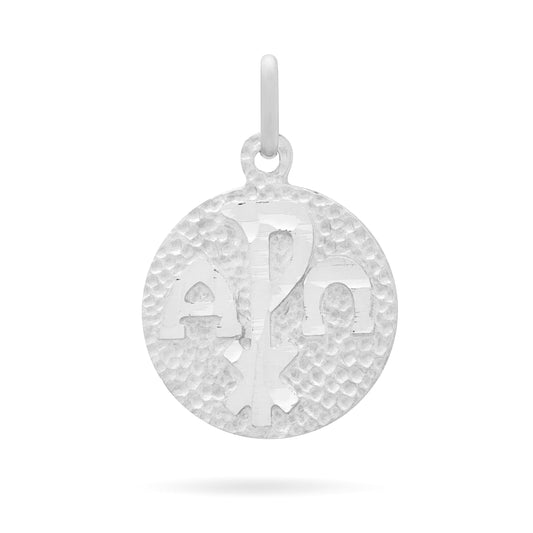 White Gold Chi Rho Medal With Mater Ecclesiae in the Back