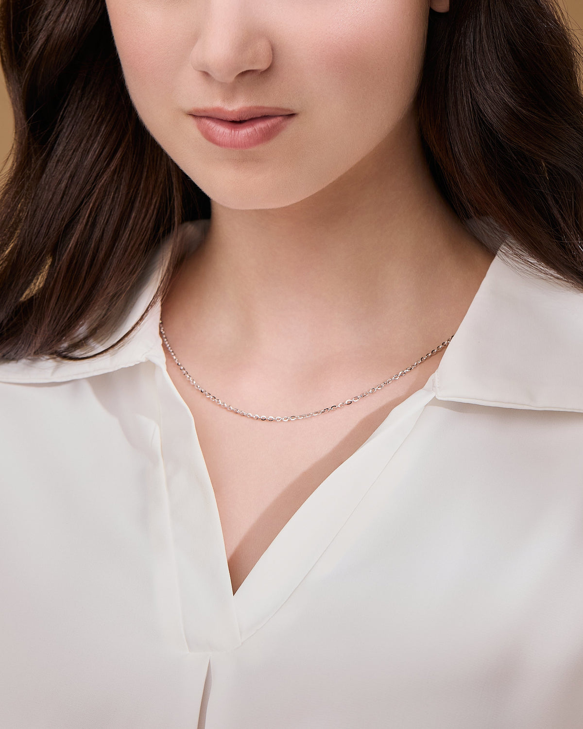 White Gold Rolo Chain Necklace