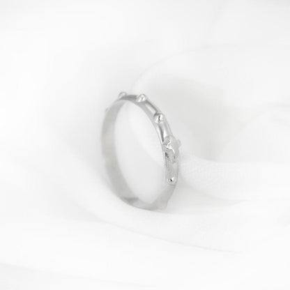 White Gold Rosary Ring