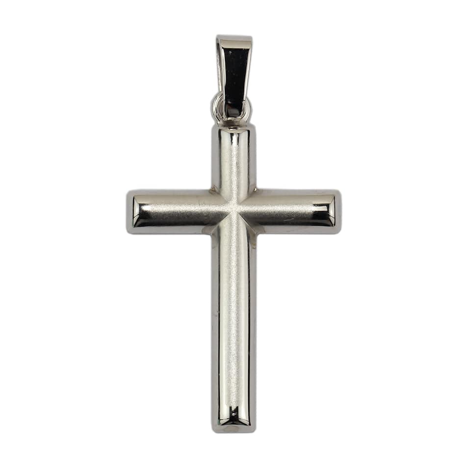 White Gold Satin Finish Cross without Body