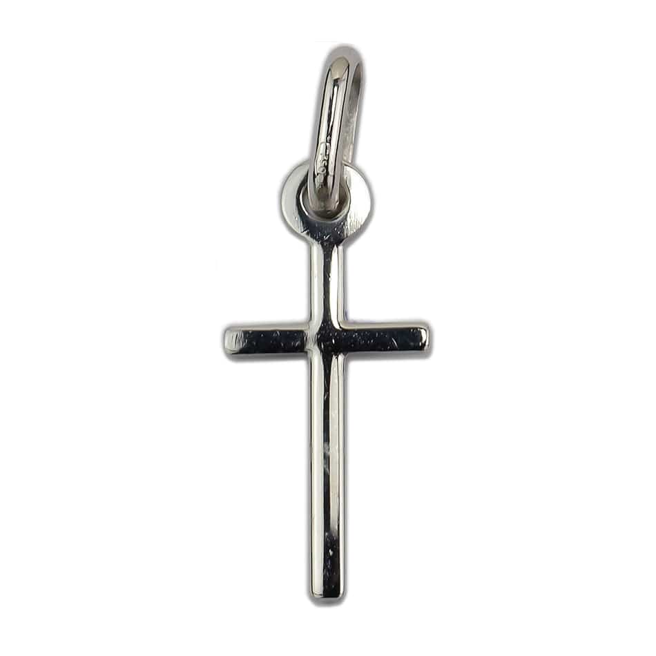 White Gold Simple Plain Cross