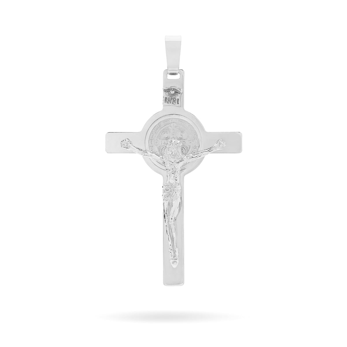 White Gold St. Benedict Crucifix Pendant