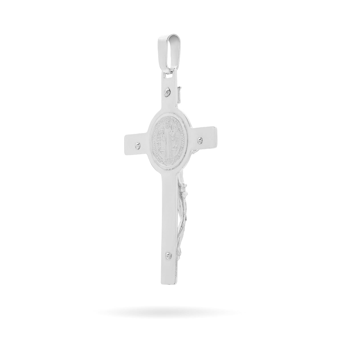 White Gold St. Benedict Crucifix Pendant