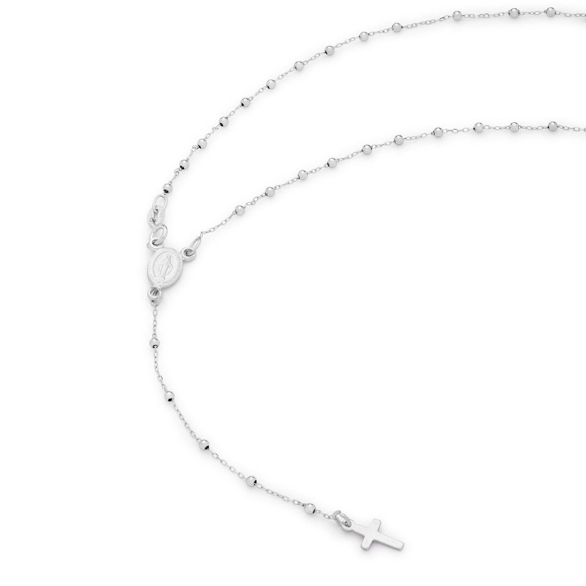 White Gold Tiny Rosary Beads